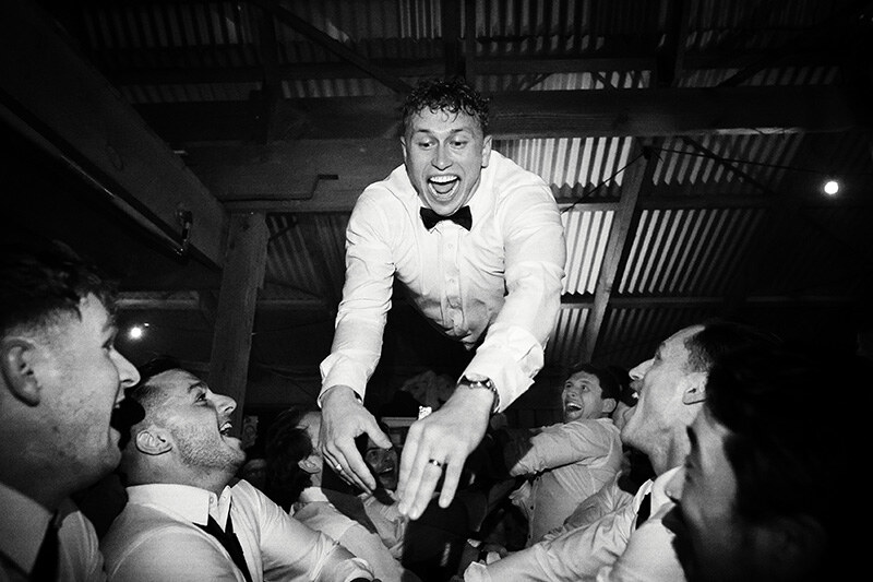 Wedding guests celebrating