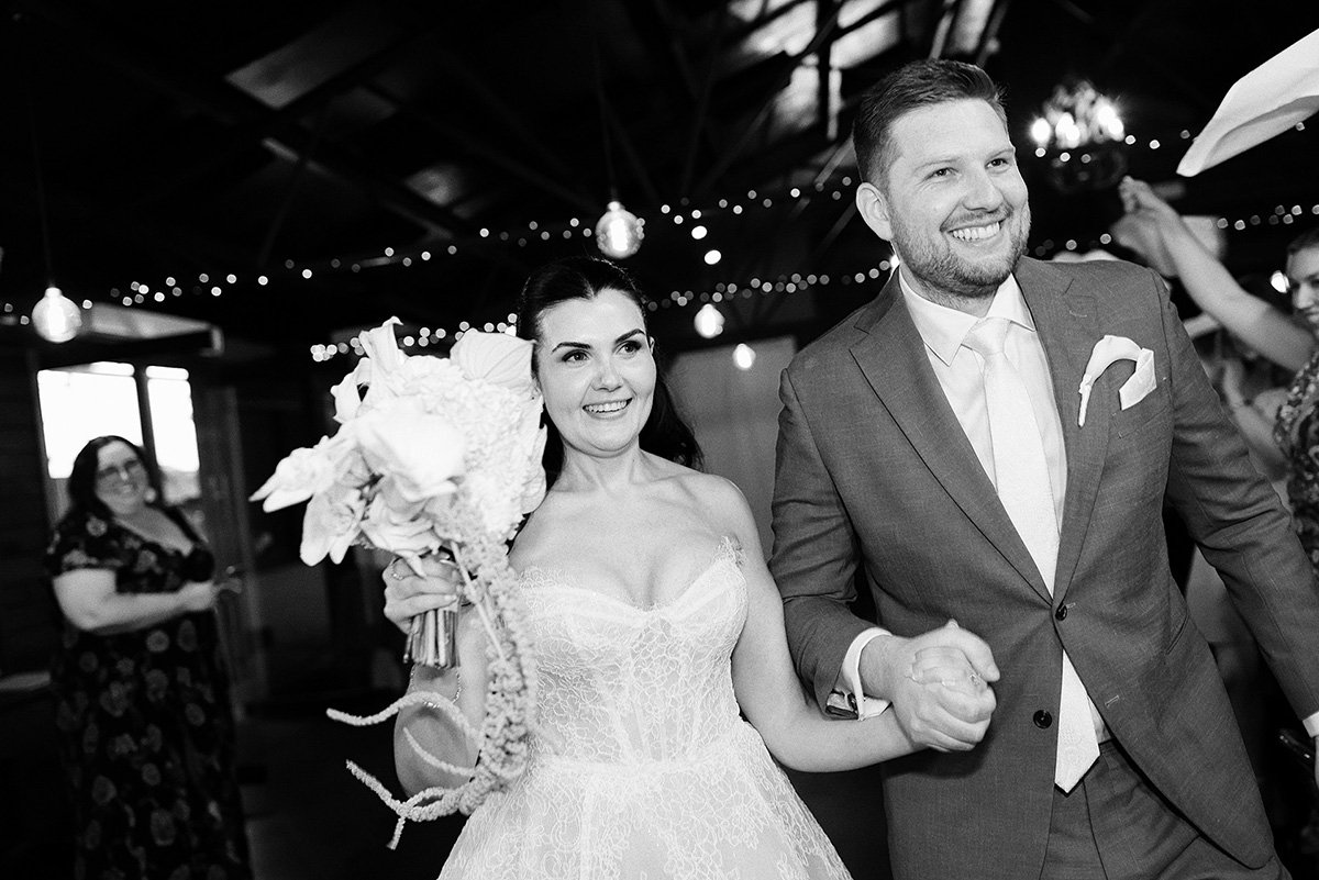 The dance floor gathering momentum at Kylie & Sam's wedding at Zonzo Estate