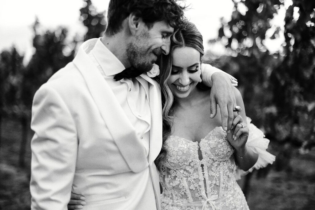 Raffaella & Chris in the defining frame of their wedding at Mitchelton Estate