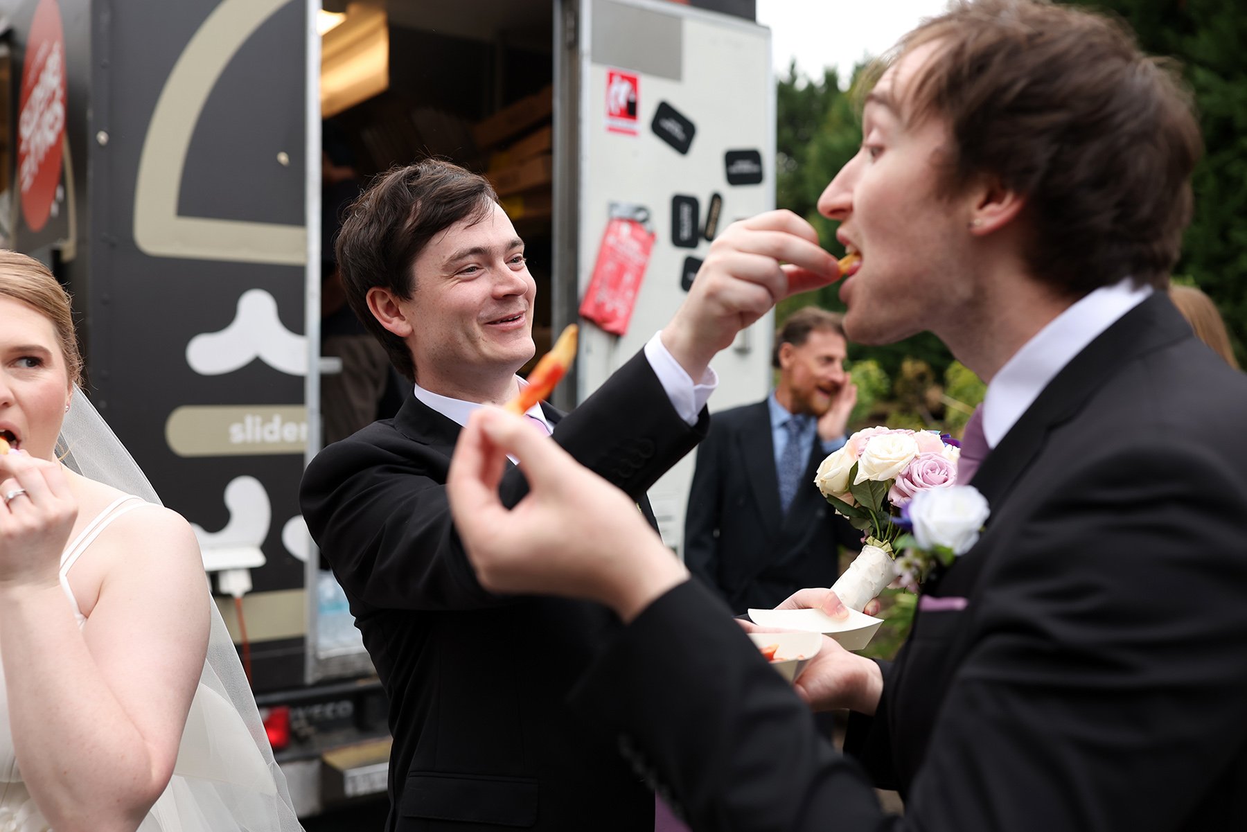 A moment from Amy & Alec's wedding story at at home, story image 14